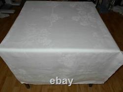 111x63 Vtg Antique ELEGANT DINING White IRISH LINEN Double DAMASK Tablecloth