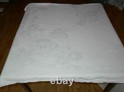 111x63 Vtg Antique ELEGANT DINING White IRISH LINEN Double DAMASK Tablecloth