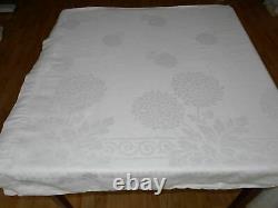 119X69 Vtg Antique FORMAL DINING White IRISH LINEN DOUBLE DAMASK Tablecloth