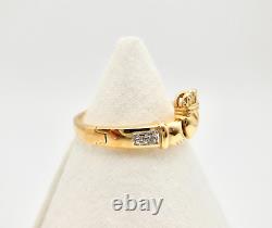 14K Diamond Claddagh Ireland 18 Necklace Ring S8 Heart Love Loyalty Friendship