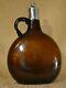 1860's Blown Glass Flask / Liquor Bottle With Silver Collar And Cork Ireland