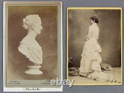 1880s two European cabinet cards of women by Frois, Biarritz and Le Lieure, Rome