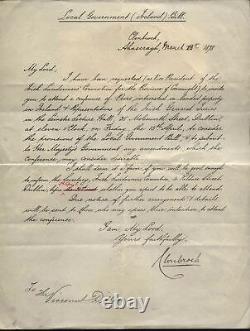 1898 IRELAND Local Government Bill, Clonbrook to M A Dillon, signed by CLONBROCK