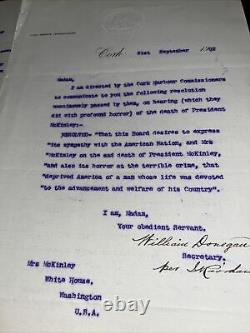 1901 Cork Harbour Commission Ireland Letter on President McKinley Assassination