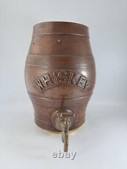 19th C Antique Salt Glazed Stoneware Whiskey Barrel Keg Ireland or America