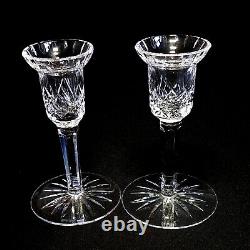 2 (Two) WATERFORD LISMORE Cut Crystal 5 Single Candle Holders 16 Cuts Signed
