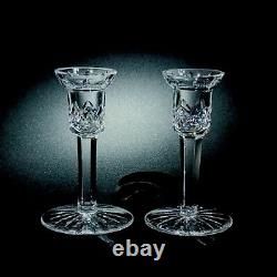 2 (Two) WATERFORD LISMORE Cut Crystal 5 Single Candle Holders 8 Cuts Signed