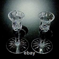 2 (Two) WATERFORD LISMORE Cut Crystal 5 Single Candle Holders 8 Cuts Signed