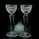 2 (two) Waterford Overture Cut Lead Crystal Candle Holders- Signed Discontinued