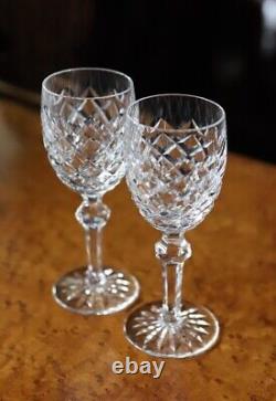 2 Vintage WATERFORD crystal glasses POWERSCOURT White Wine Glasses 6 3/8