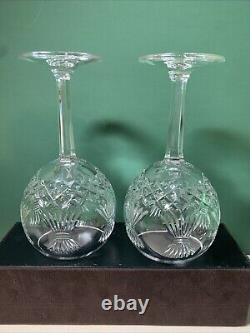 2 Waterford Crystal Millennium Prosperity Toasting Balloon Goblet Wine Glasses