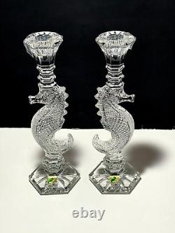 2 Waterford Society Oceana Candlesticks Candle Holderartist Signed Jim Oleary