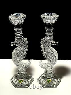 2 Waterford Society Oceana Candlesticks Candle Holderartist Signed Jim Oleary