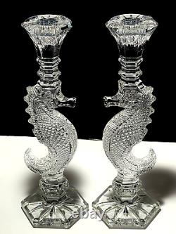 2 Waterford Society Oceana Candlesticks Candle Holderartist Signed Jim Oleary