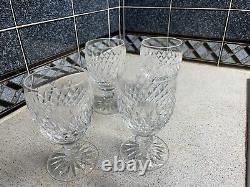 4 Waterford Crystal Glasses Goblets Water Wine Short Stem Boyne Pattern