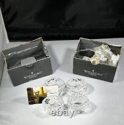 4x Waterford Crystal Lismore Napkin Rings Holders 2 1/4 OVAL, 2 Pairs Excellent