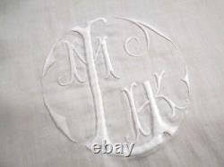 70x195 Vintage MLK MARTIN LUTHER KING white IRISH LINEN Double DAMASK Tablecloth