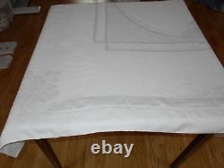 70x195 Vintage MLK MARTIN LUTHER KING white IRISH LINEN Double DAMASK Tablecloth