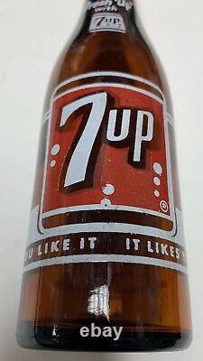 7UP Amber Soda Bottle 7oz ACL 1960's Seven Up Red Label bottle Ireland