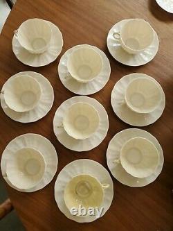 9 x Antique Belleek Tea Cups & Saucers Tridacna Shell White 6th Mark 1965 -1980