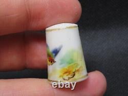 ANTIQUE ROYAL WORCESTER HAND PAINTED THIMBLE no MARK CIR. 1870 FLYING BIRD #2