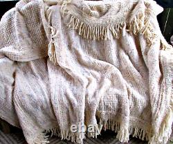 AVOCA Handweavers Ireland Twin/Full Throw Wool Blanket Cream/Tan/Gray 66 X 96