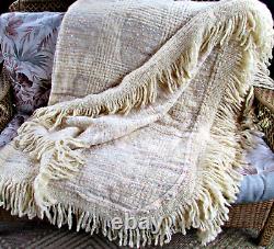 AVOCA Handweavers Ireland Twin/Full Throw Wool Blanket Cream/Tan/Gray 66 X 96