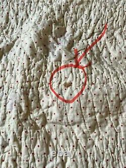 Antique 1900s Red Green Triple Irish Chain Handmade QUILT 72x 76