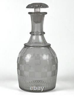 Antique Anglo-Irish Decanter c. 1770-1800 Crystal Glass Checkerboard Pattern