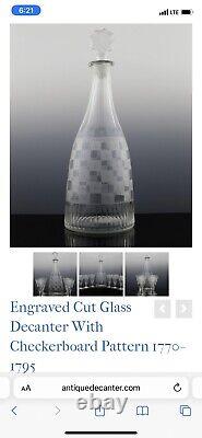 Antique Anglo-Irish Decanter c. 1770-1800 Crystal Glass Checkerboard Pattern