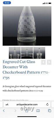 Antique Anglo-Irish Decanter c. 1770-1800 Crystal Glass Checkerboard Pattern