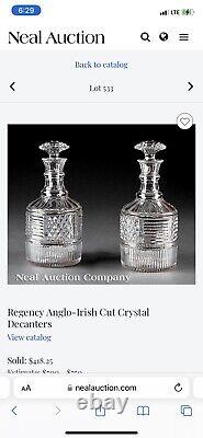 Antique Anglo-Irish Decanter c. 1770-1800 Crystal Glass Checkerboard Pattern