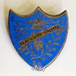 Antique BLACKROCK COLLEGE Ireland VAUGHTON BIRMINGHAM Enameled LAPEL PIN Badge