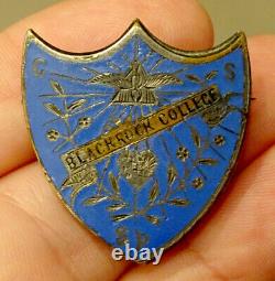 Antique BLACKROCK COLLEGE Ireland VAUGHTON BIRMINGHAM Enameled LAPEL PIN Badge