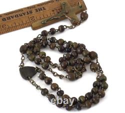 Antique Catholic Rosary Made by Irish Monks Green Extinct Cow Cattle Horn Beads