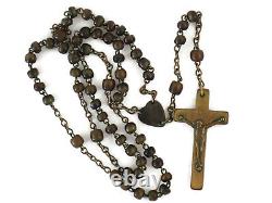 Antique Catholic Rosary Made by Irish Monks Green Extinct Cow Cattle Horn Beads
