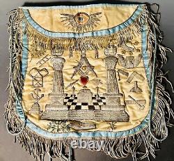 Antique Masonic Past Master's Apron Pre CIVIL War Hand Painted Folk Art Aafa