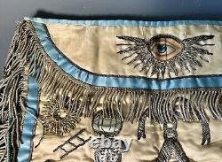 Antique Masonic Past Master's Apron Pre CIVIL War Hand Painted Folk Art Aafa