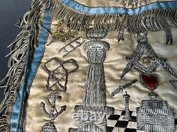 Antique Masonic Past Master's Apron Pre CIVIL War Hand Painted Folk Art Aafa