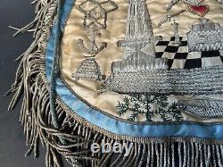 Antique Masonic Past Master's Apron Pre CIVIL War Hand Painted Folk Art Aafa