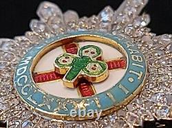 Antique Victorian Gold Diamond Military Star Order St. Patrick Garter Medal Pin