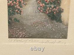 Antique WALLACE NUTTING Path of Roses Hand-Colored Photo Signed