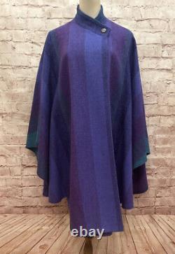 Avoca Collection Poncho Cape Coat Wool Purple Striped Tweed Ireland Medium