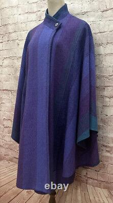 Avoca Collection Poncho Cape Coat Wool Purple Striped Tweed Ireland Medium