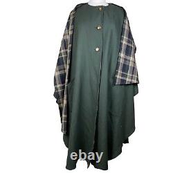 Avoca Collection wool cape Coat Withtartan plaid scarf Ireland Sz 1 (US SMALL)