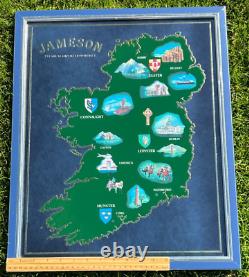 BEECO JAMESON WHISKEY BAR MIRROR IRELAND MAP WITH CHROME FRAME 17.5 x 21.5