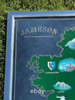 BEECO JAMESON WHISKEY BAR MIRROR IRELAND MAP WITH CHROME FRAME 17.5 x 21.5