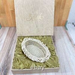 BELLEEK Ireland Vintage Woven Porcelain Basket With Box 7th Mark