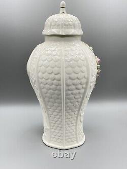 Belleek Millennium Collection Covered Vase Urn Floral Peacock Design 11 1/2in