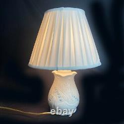 Belleek Porcelain Lamp W Shade Blue Bell Flower 2001 Retrospect Ireland